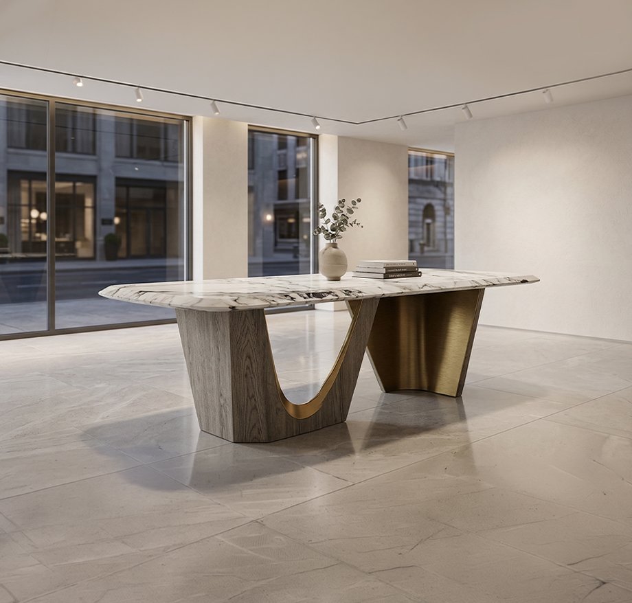 Modern minimalist interior design featuring neutral tones, clean lines, and contemporary furniture arrangement